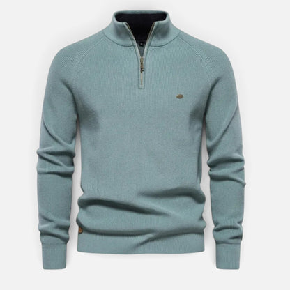 Duvrier | Men's Quarter Zip Ribbed Knit Sweater