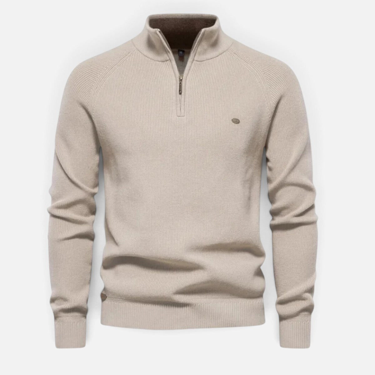 Duvrier | Men's Quarter Zip Ribbed Knit Sweater