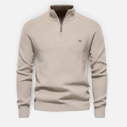 Duvrier | Men's Quarter Zip Ribbed Knit Sweater