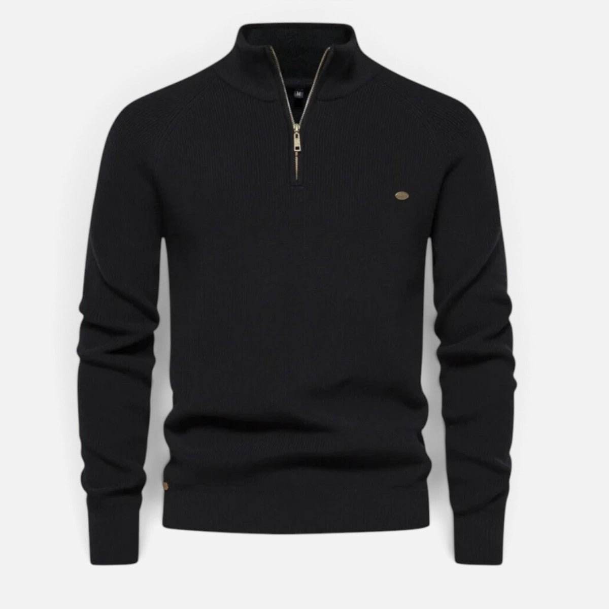 Duvrier | Men's Quarter Zip Ribbed Knit Sweater