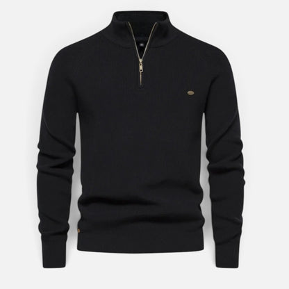 Duvrier | Men's Quarter Zip Ribbed Knit Sweater