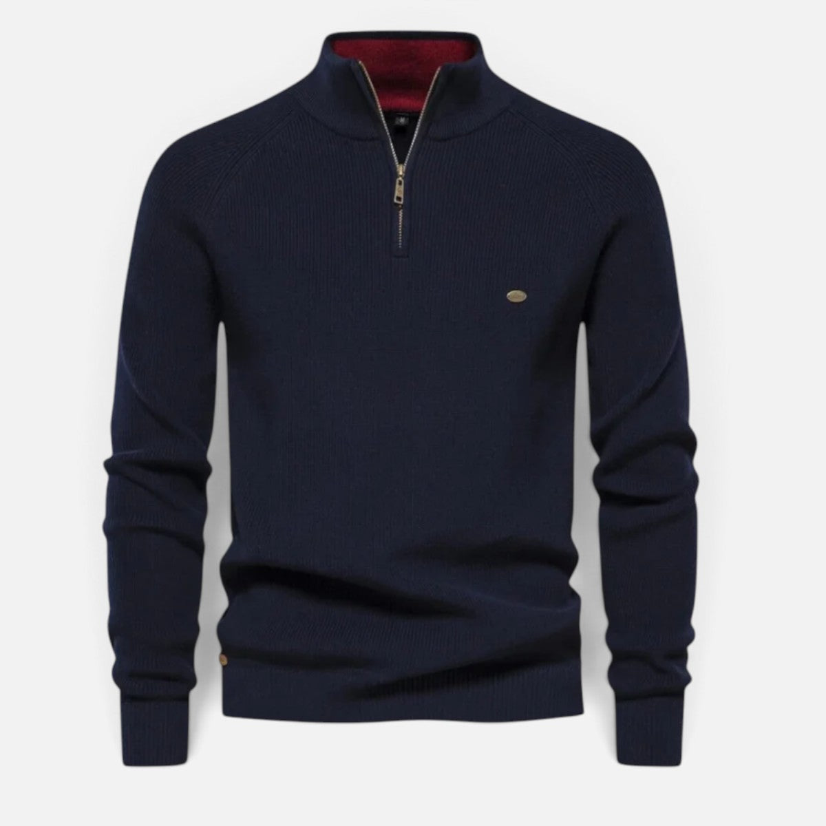 Duvrier | Men's Quarter Zip Ribbed Knit Sweater