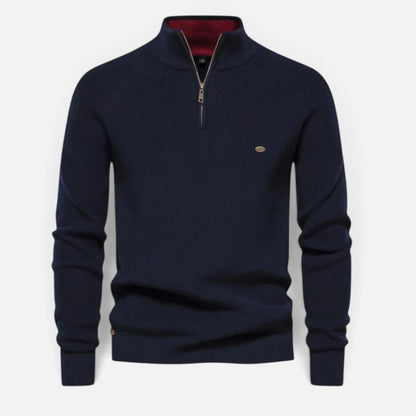 Duvrier | Men's Quarter Zip Ribbed Knit Sweater