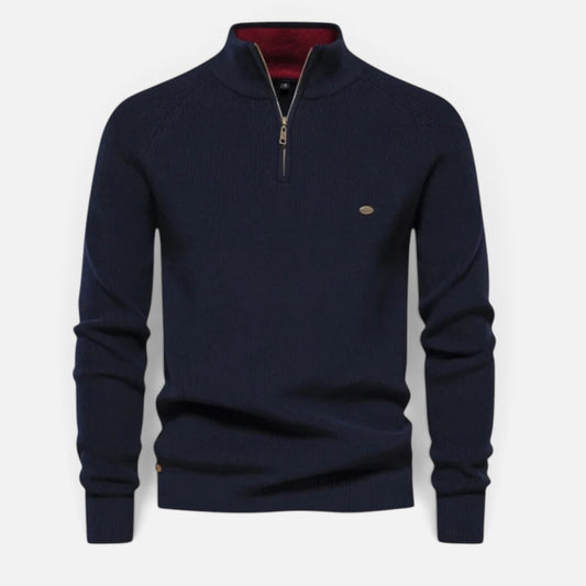 Duvrier | Men's Quarter Zip Ribbed Knit Sweater