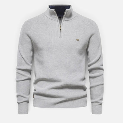 Duvrier | Men's Quarter Zip Ribbed Knit Sweater