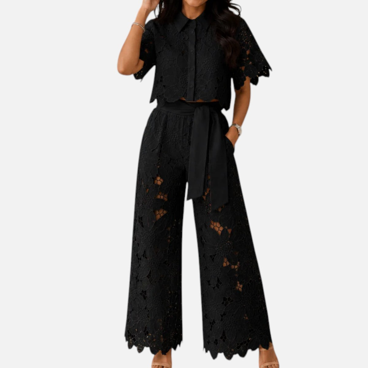 Duvrier | Women’s Elegant Flowy Floral Lace Set