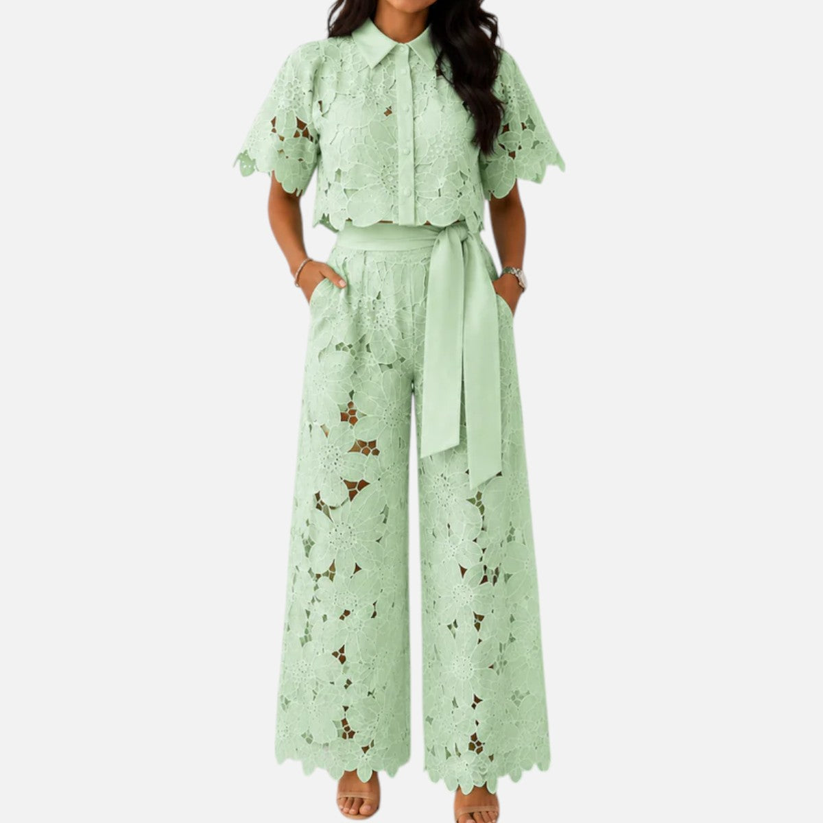 Duvrier | Women’s Elegant Flowy Floral Lace Set