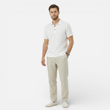 Duvrier | Men’s Lightweight Linen Polo Shirt- Breathable Holiday Wear