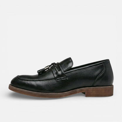 Duvrier | Men’s Classic Leather Tassel Loafers - Slip-On Formal Dress Shoes