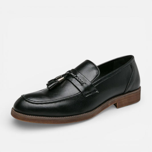 Duvrier | Men’s Classic Leather Tassel Loafers - Slip-On Formal Dress Shoes