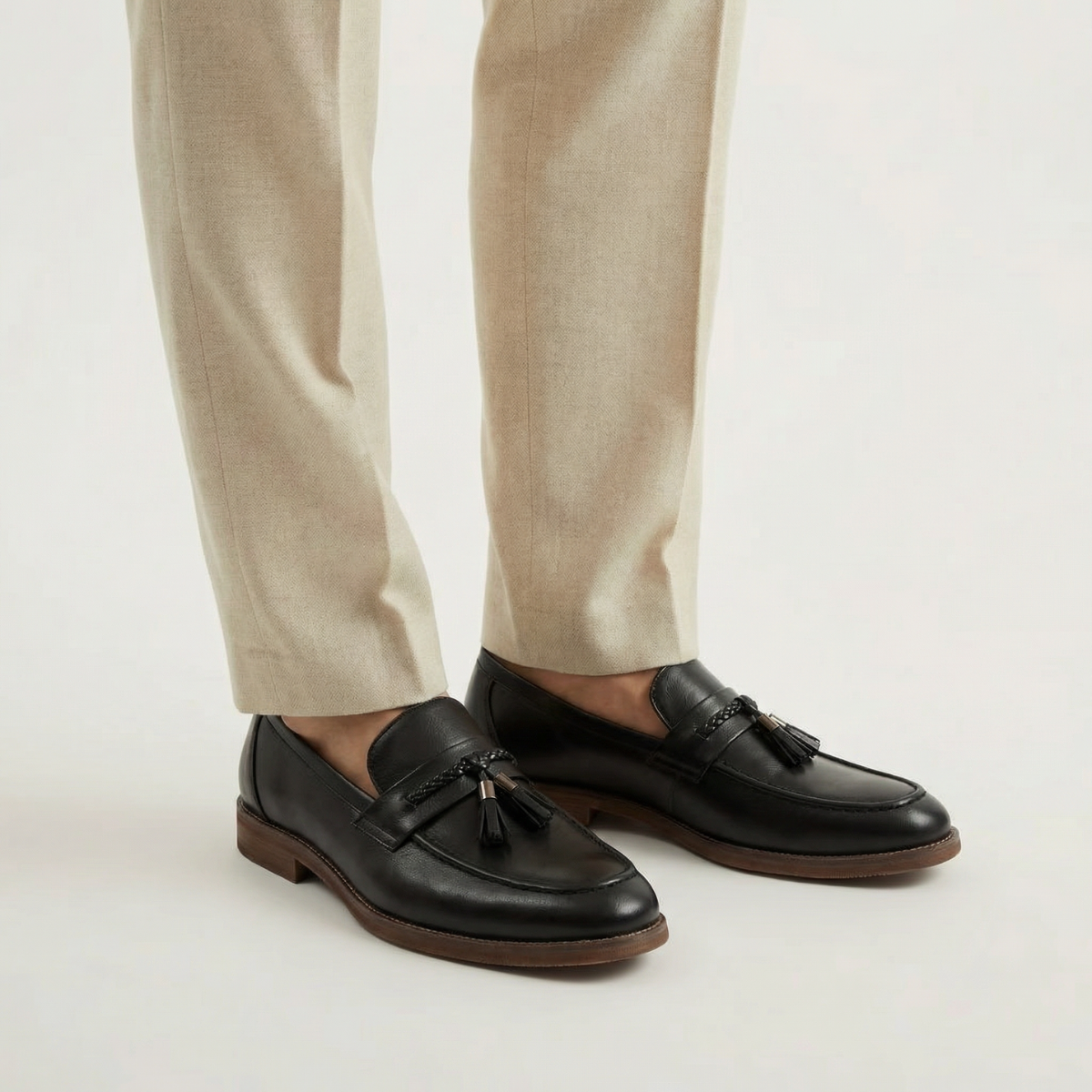 Duvrier | Men’s Classic Leather Tassel Loafers - Slip-On Formal Dress Shoes