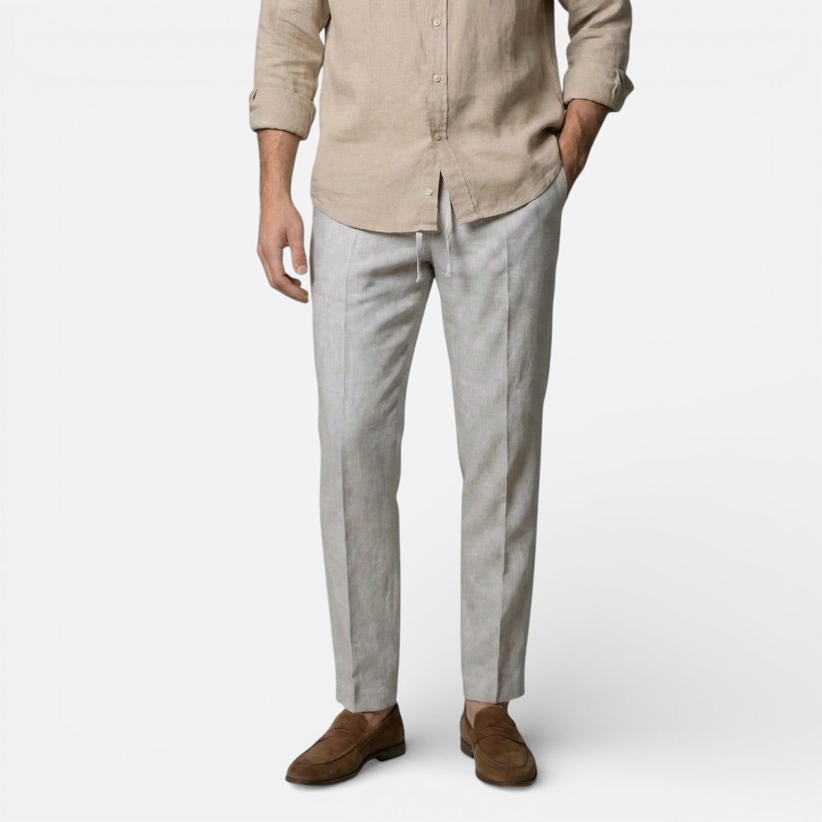 Duvrier | Men’s Breathable Linen Trousers - Comfortable Everyday Fit