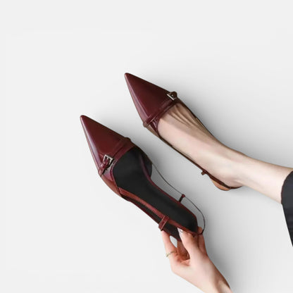 Duvrier | Women's Leather Mid Heels - Comfortable Office Wear