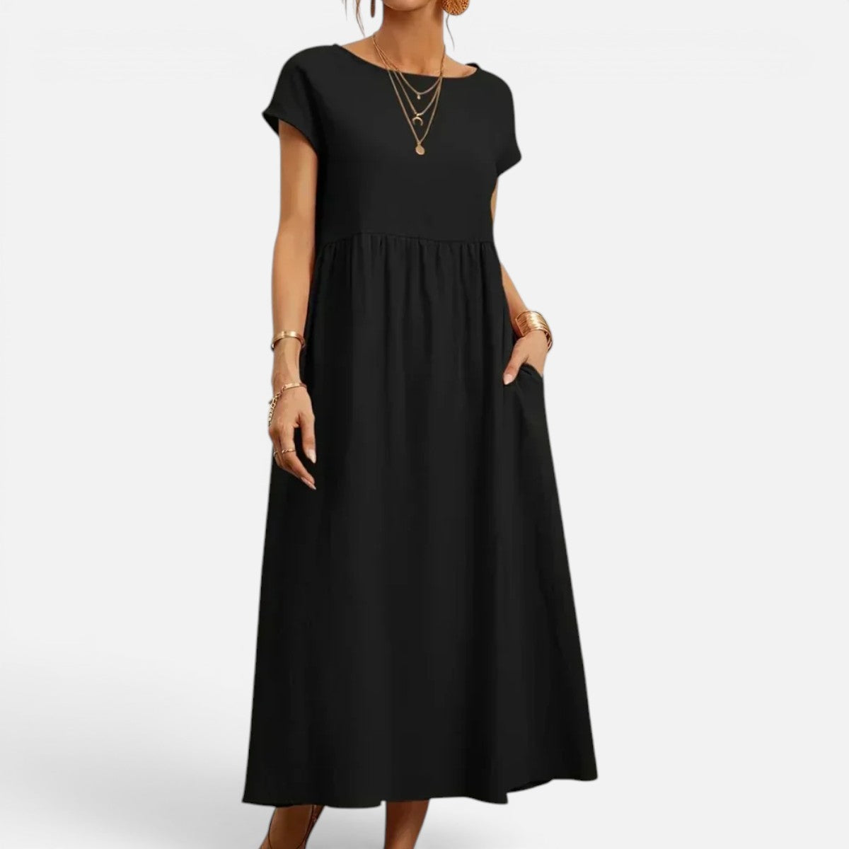 Duvrier | Women’s Casual Flowy Tummy Coverage Midi Dress