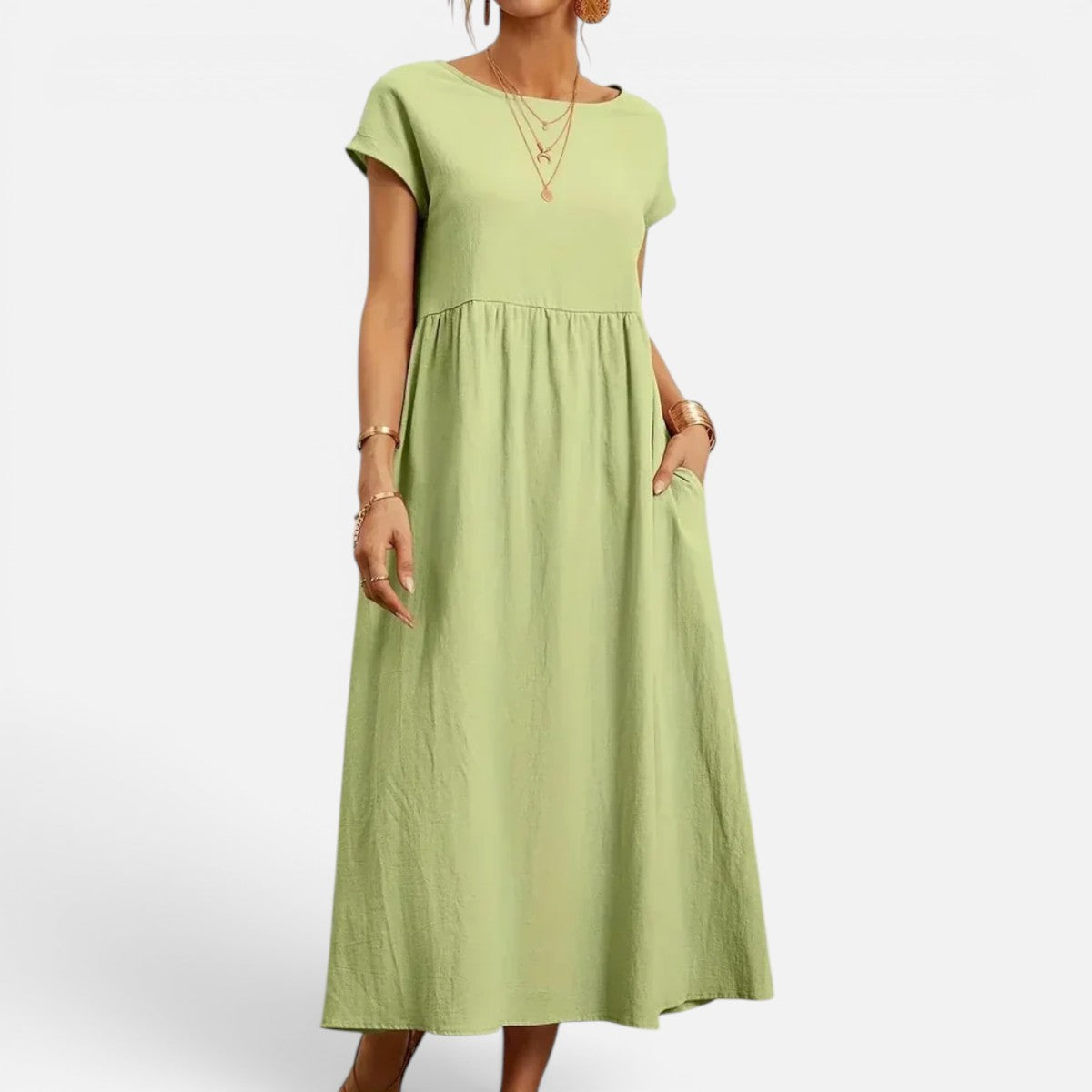 Duvrier | Women’s Casual Flowy Tummy Coverage Midi Dress