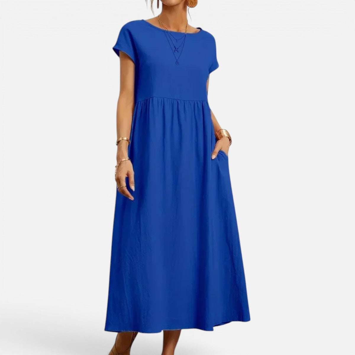 Duvrier | Women’s Casual Flowy Tummy Coverage Midi Dress