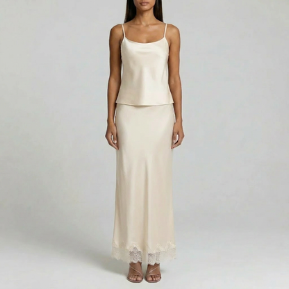 Duvrier | Women’s Trim Lace Midi Skirt – Smart Casual Styling