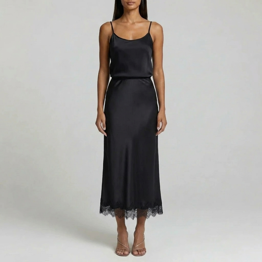 Duvrier | Women’s Trim Lace Midi Skirt – Smart Casual Styling