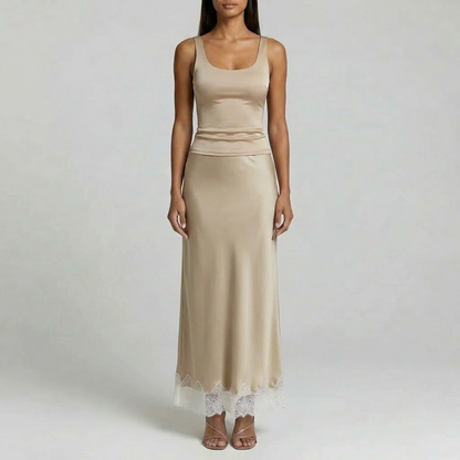 Duvrier | Women’s Trim Lace Midi Skirt – Smart Casual Styling