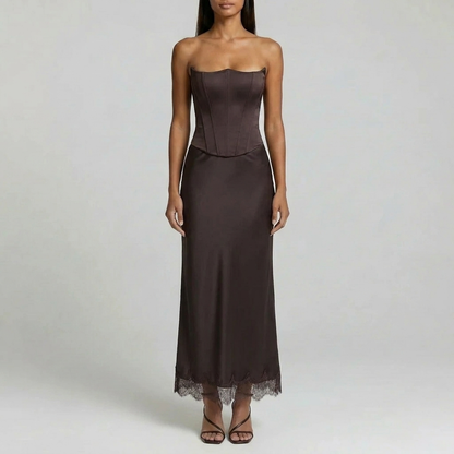 Duvrier | Women’s Trim Lace Midi Skirt – Smart Casual Styling