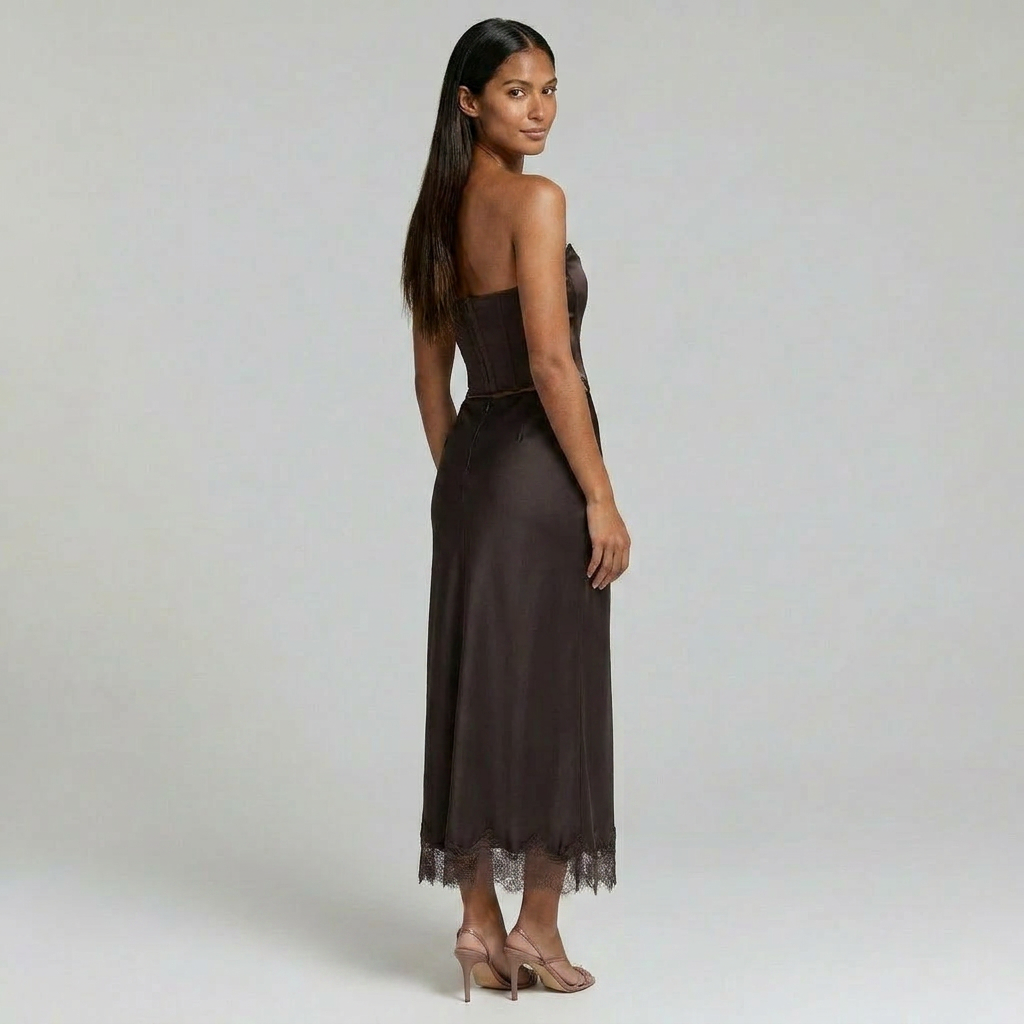 Duvrier | Women’s Trim Lace Midi Skirt – Smart Casual Styling