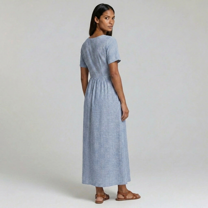 Duvrier | Women’s Striped Midi Dress - Summer Casual Wear