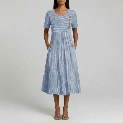 Duvrier | Women’s Striped Midi Dress - Summer Casual Wear