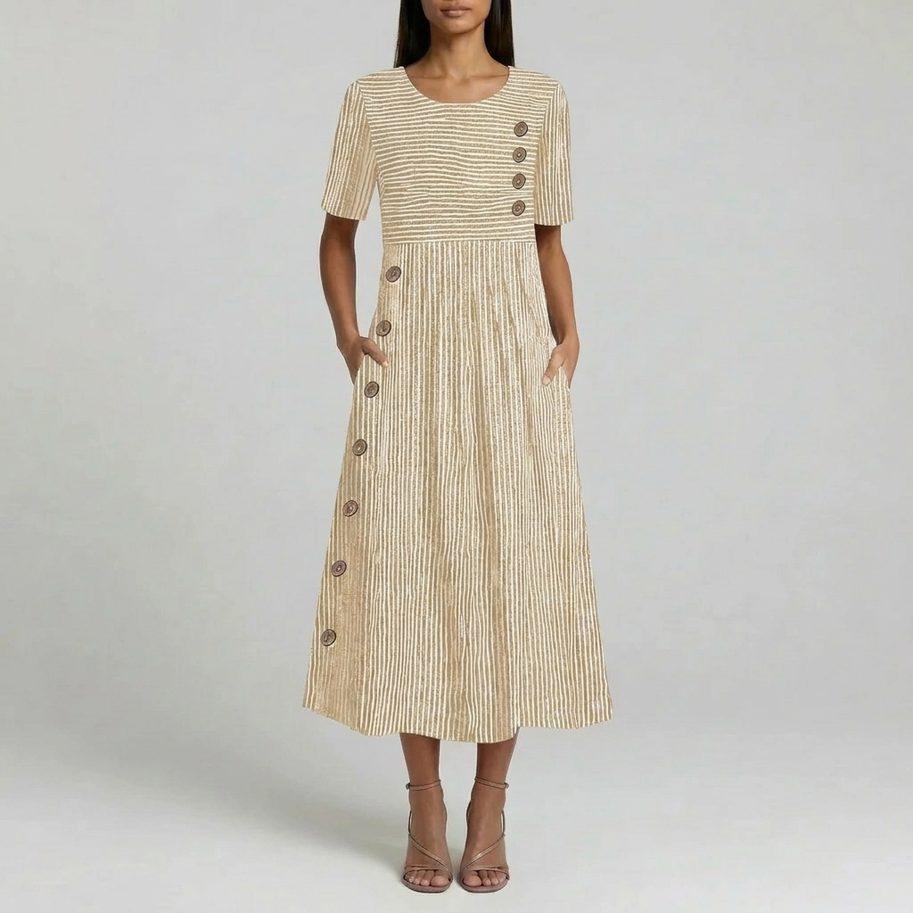 Duvrier | Women’s Striped Midi Dress - Summer Casual Wear