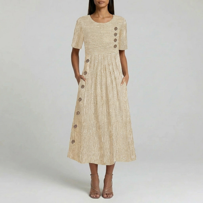 Duvrier | Women’s Striped Midi Dress - Summer Casual Wear