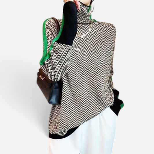 Duvrier | Women's Striped Roll Neck Jumper