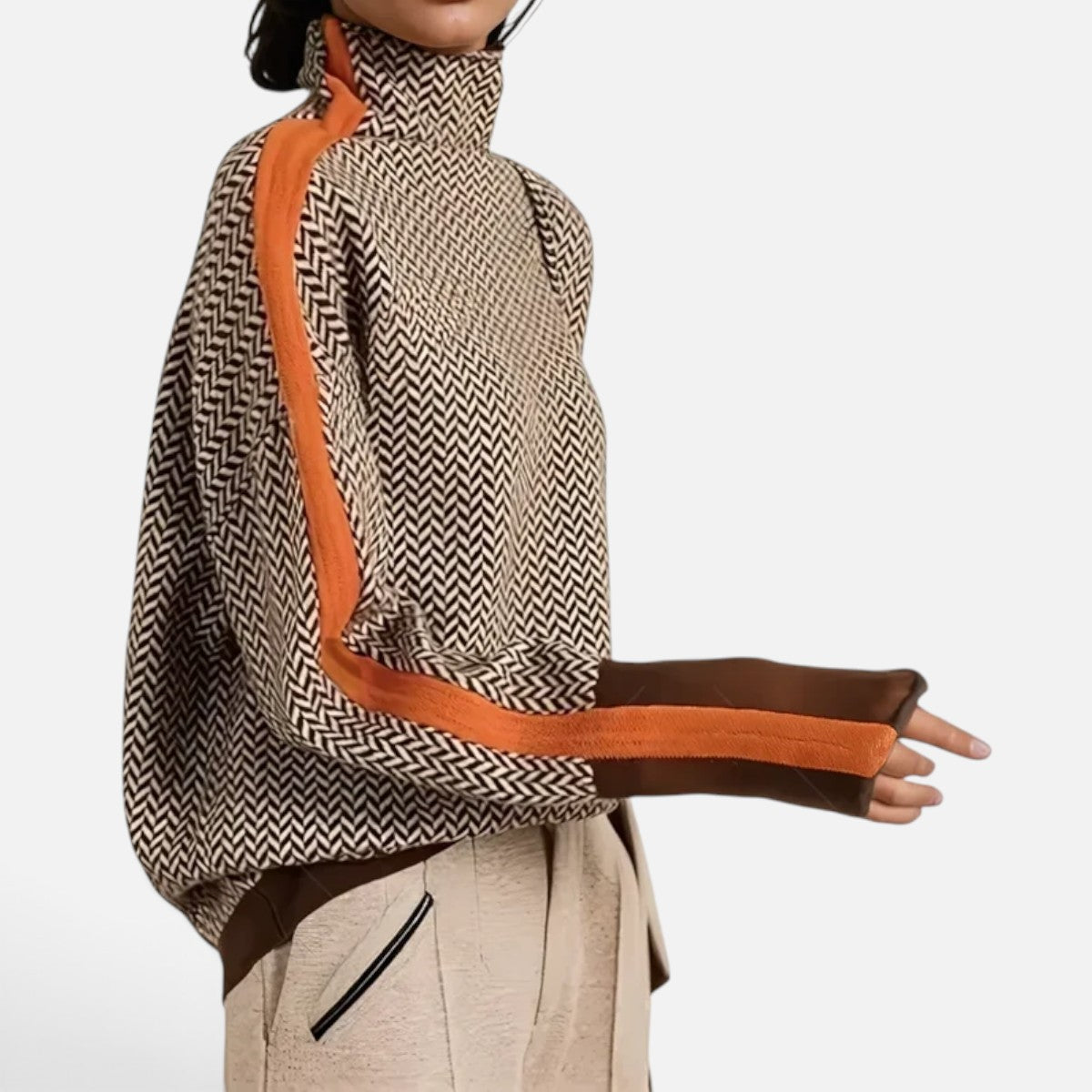 Duvrier | Women's Striped Roll Neck Jumper