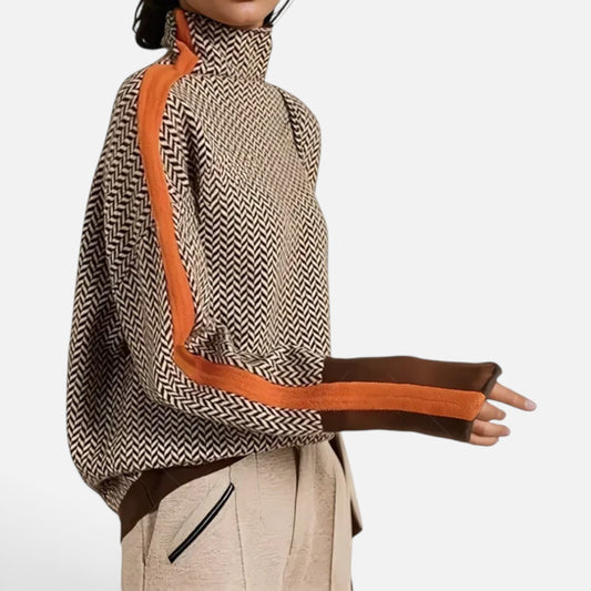Duvrier | Women's Striped Roll Neck Jumper