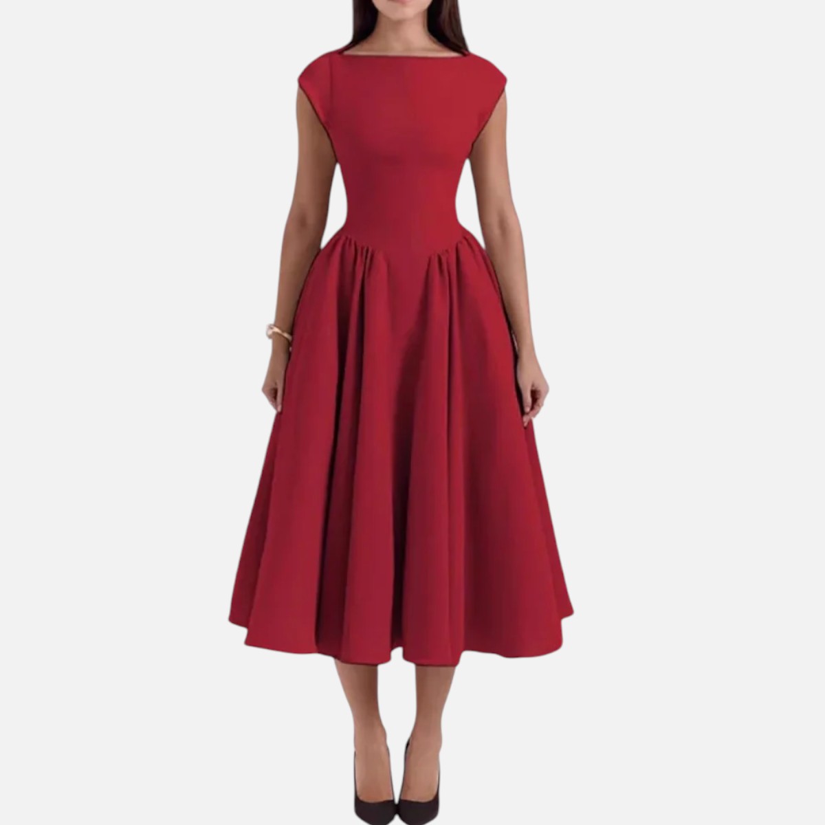 Duvrier | Structured Cap Sleeve Midi Dress – Classic Occasion Dress