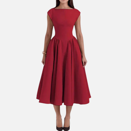 Duvrier | Structured Cap Sleeve Midi Dress – Classic Occasion Dress