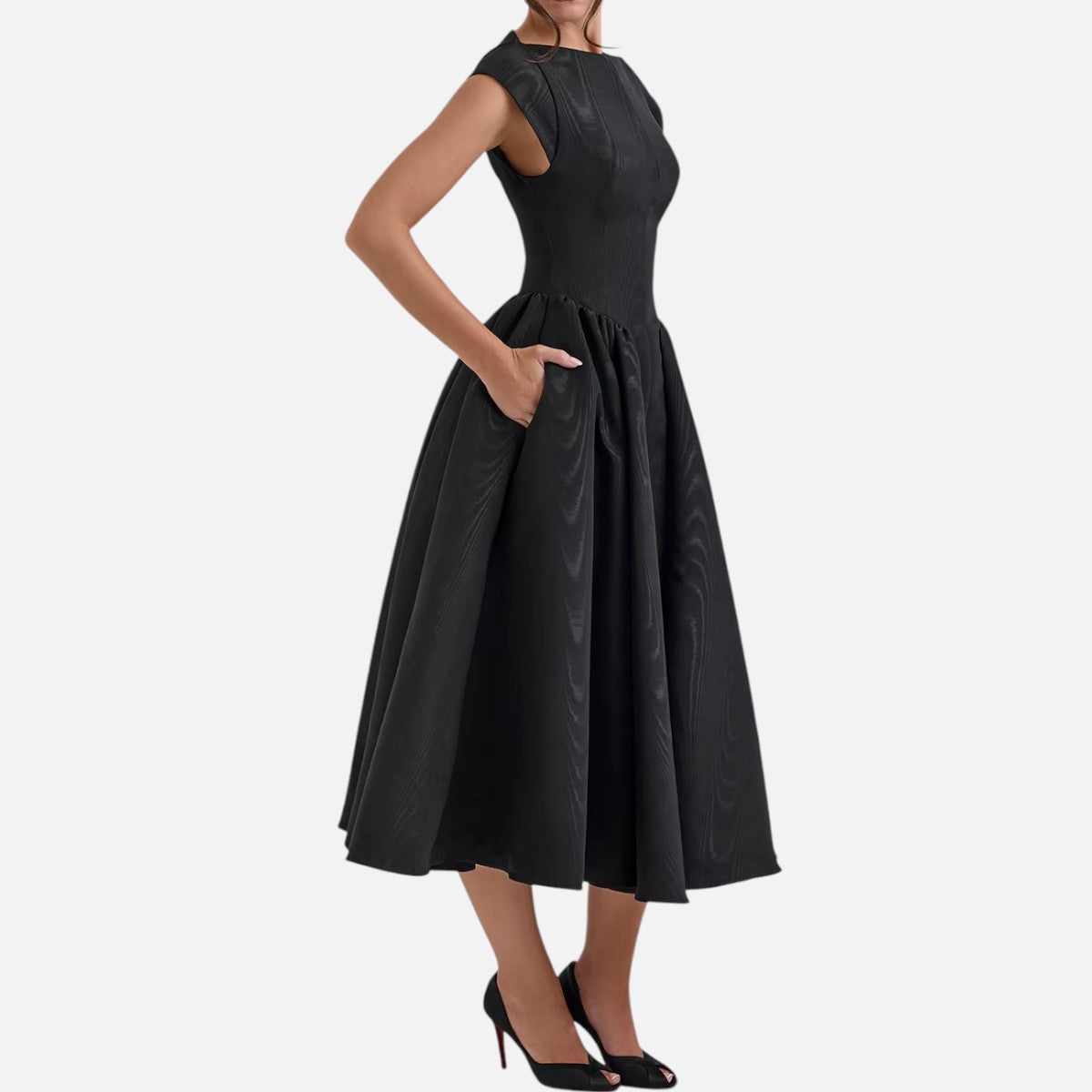 Duvrier | Structured Cap Sleeve Midi Dress – Classic Occasion Dress
