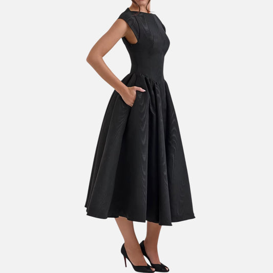 Duvrier | Structured Cap Sleeve Midi Dress – Classic Occasion Dress