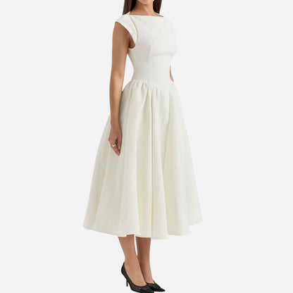 Duvrier | Structured Cap Sleeve Midi Dress – Classic Occasion Dress