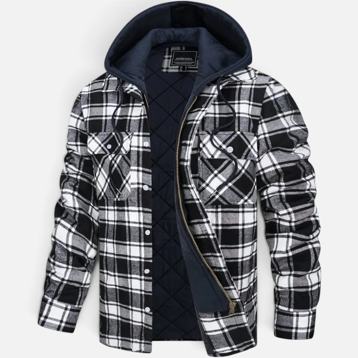Duvrier | Men's Checked Hooded Padded Jacket