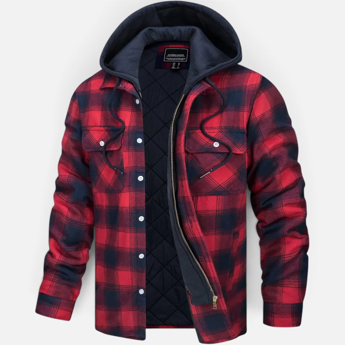Duvrier | Men's Checked Hooded Padded Jacket