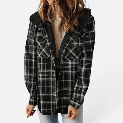 Duvrier | Women's Hooded Plaid Jacket