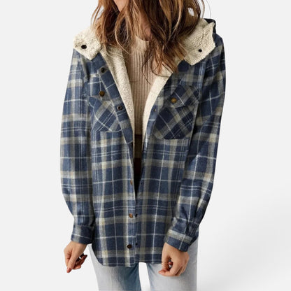 Duvrier | Women's Hooded Plaid Jacket