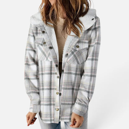 Duvrier | Women's Hooded Plaid Jacket