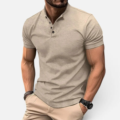 Duvrier | Men's Short Sleeve Henley Polo Shirt