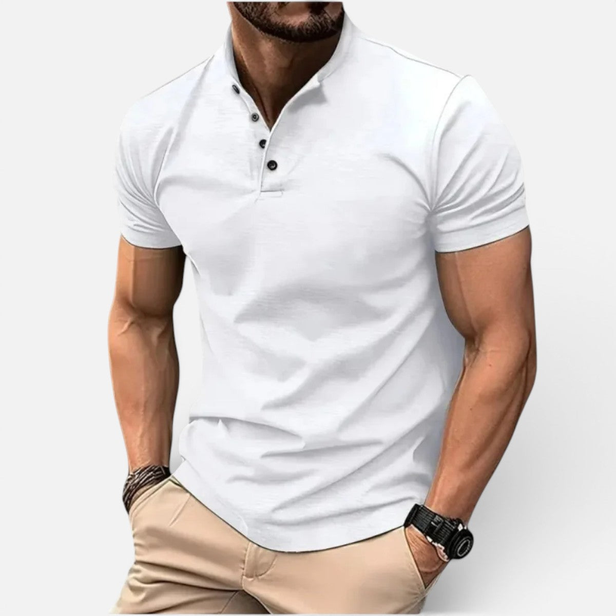 Duvrier | Men's Short Sleeve Henley Polo Shirt