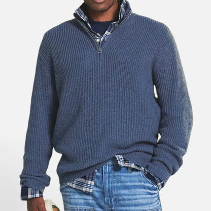 Duvrier | Men's Business Casual Knitted Quarter Zip Jumper
