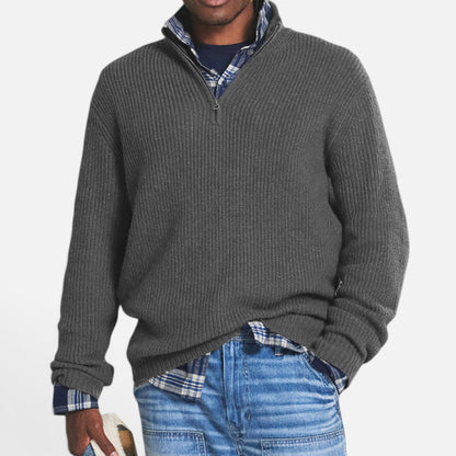 Duvrier | Men's Business Casual Knitted Quarter Zip Jumper