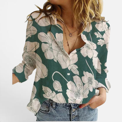 Duvrier | Women's Linen Button Down Shirt with Lapel Collar