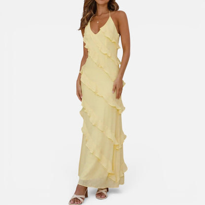 Duvrier | Women’s Ruffle Maxi Dress – Elegant Summer Dress