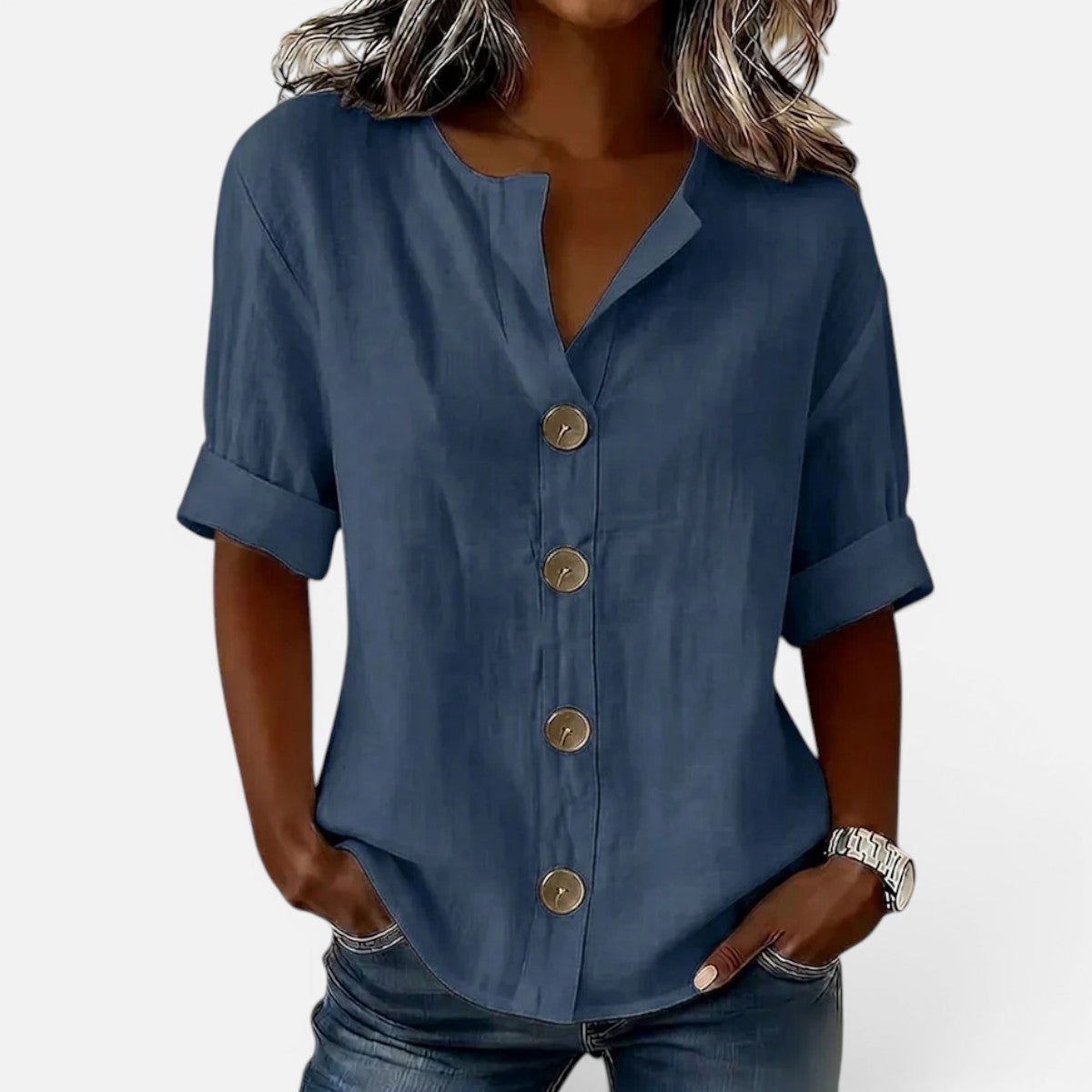 Duvrier | Women’s Lightweight Button-Up Flowy Summer Blouse