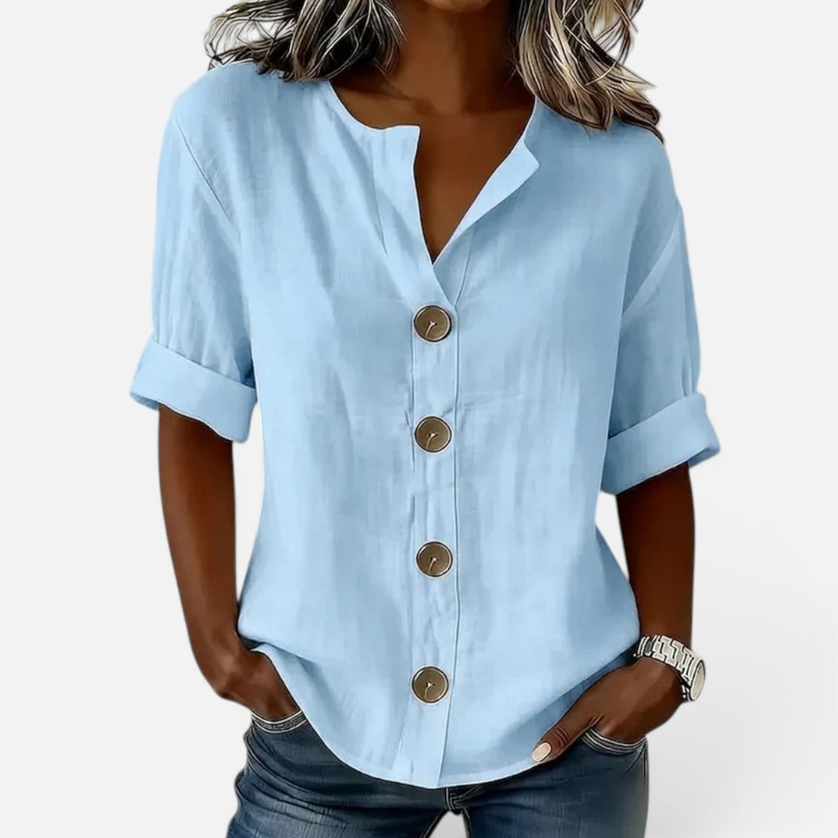 Duvrier | Women’s Lightweight Button-Up Flowy Summer Blouse